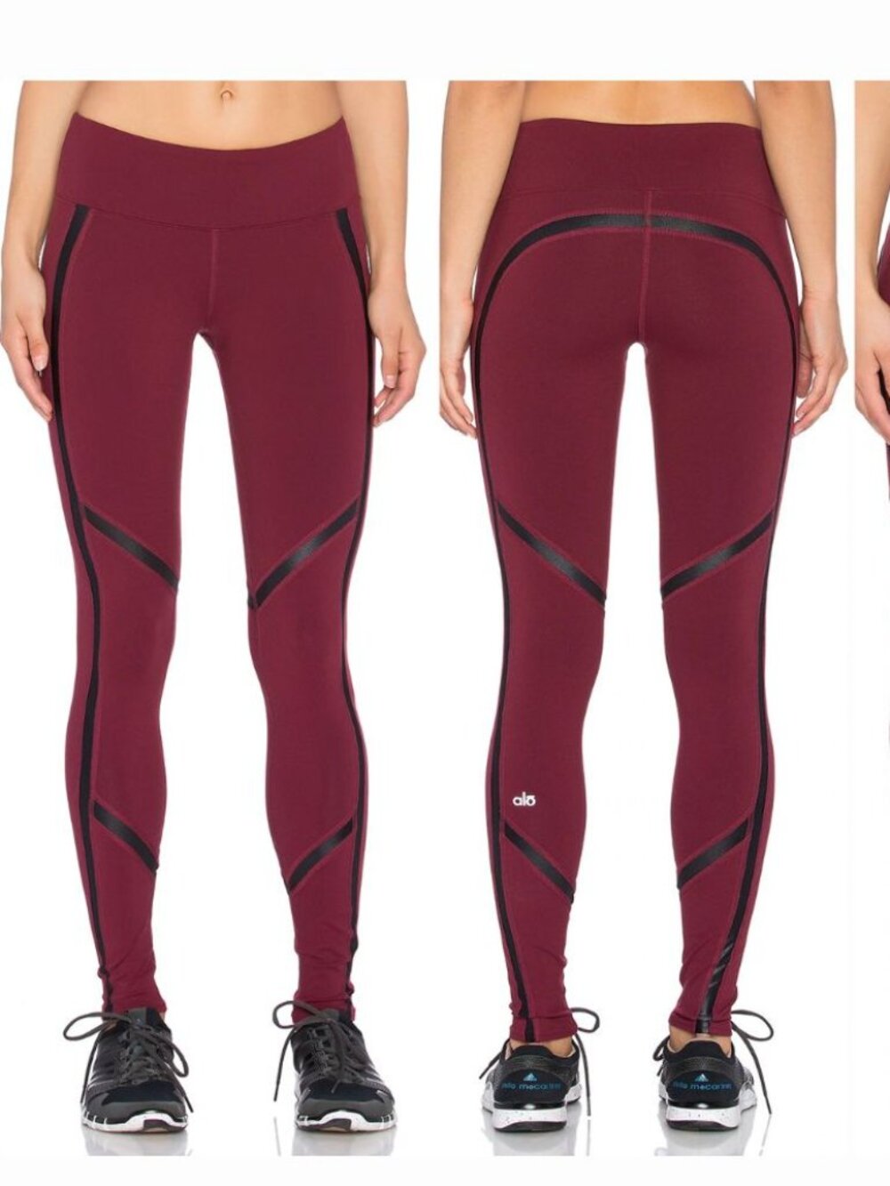 alo Yoga - Talia Leggings W5454R | XS | Deep Plum & Glossy Black